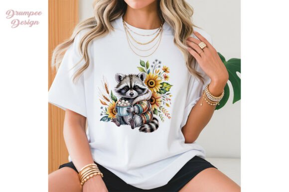 Download Cute Raccoon Fall Flowers PNG Clipart - Cute Collection