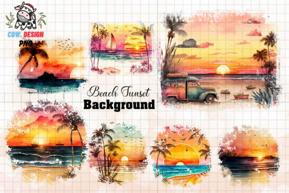 Download Beach Sunset Watercolor Collection - Collection Collection