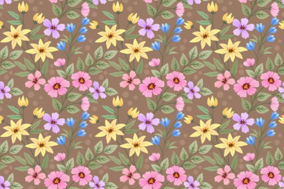 Download Cute Colorful Flowers and Leaf Pattern. - Cute Collection