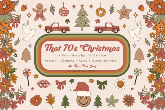 Download 70s Retro Christmas Graphic Collection - Collection Collection
