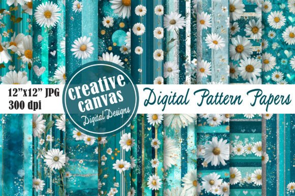Download Teal Daisy Floral Seamless Pattern - Teal Collection