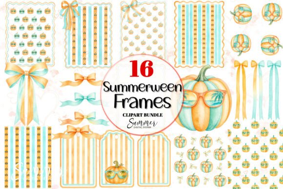 Download Summerween PNG Coral Teal Pumpkin Frames - Teal Collection