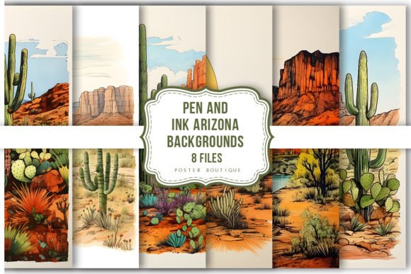 Download Pen and Ink Arizona Backgrounds Pack - Backgrounds Collection