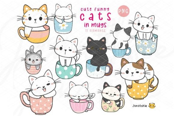 Download Cute Funny Cat in Ceramic Cup Cliparts - Cute Collection