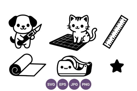 Download Cute Cartoon Dog and Cat Craft Supplies - Cute Collection