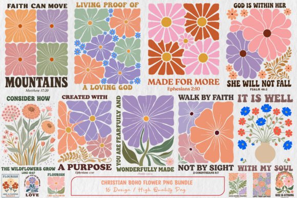 Download Christian Boho Flower Png Bundle - Boho flower Collection