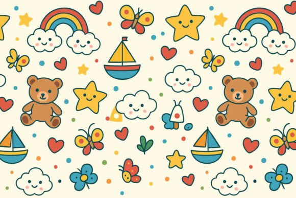 Download Cute Kids Pattern with Teddy Bear - Cute Collection