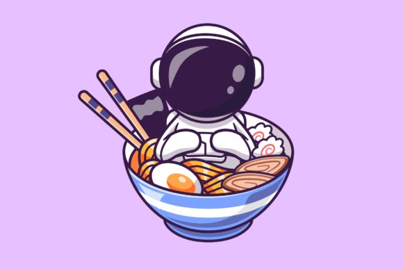 Download Cute Astronaut in Bowl of Ramen Noodle - Cute Collection