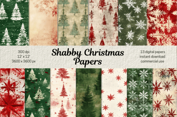 Download Retro Christmas Scrapbooking Papers Set - Scrapbooking Collection